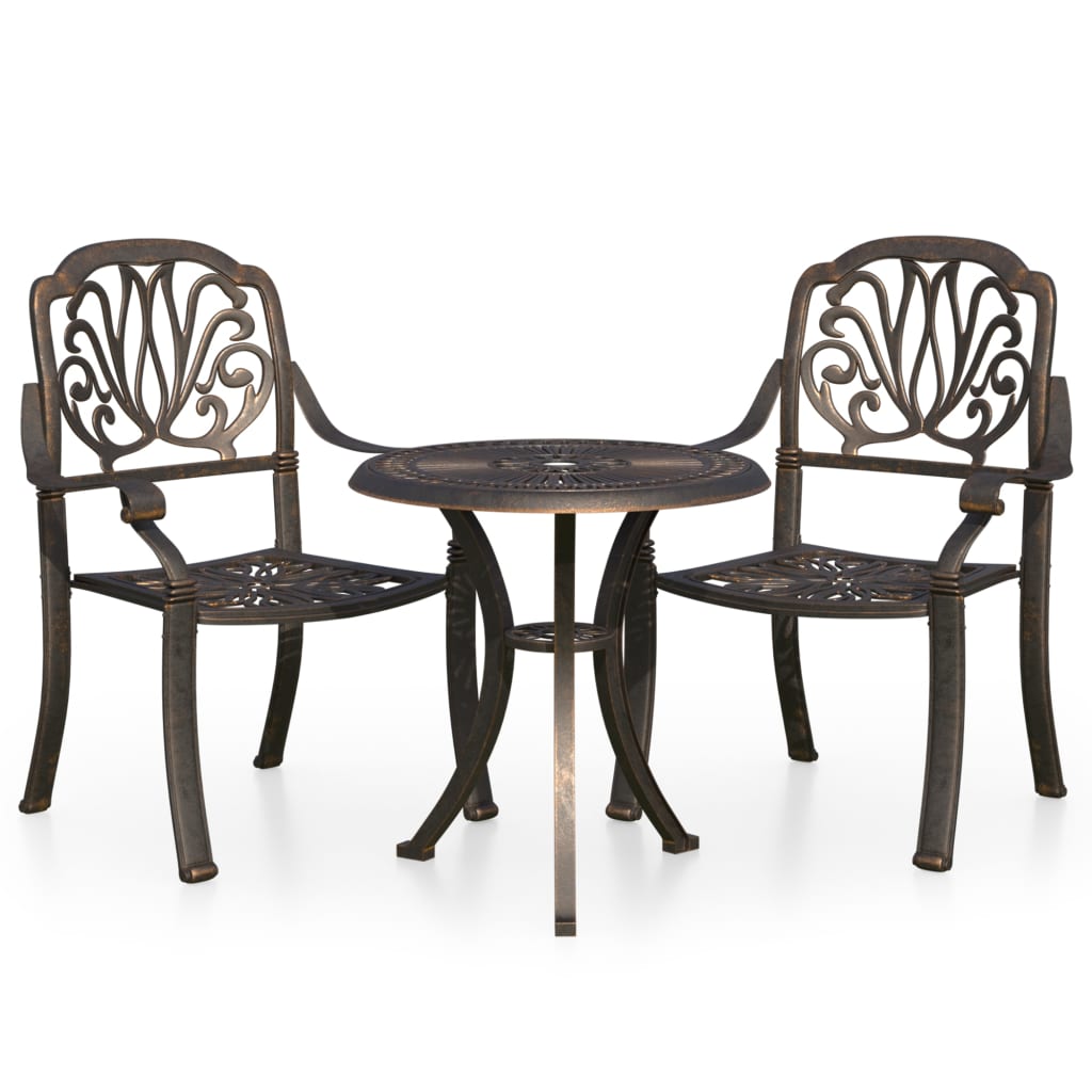 

vidaXL 3 Piece Bistro Set Cast Aluminum Bronze
