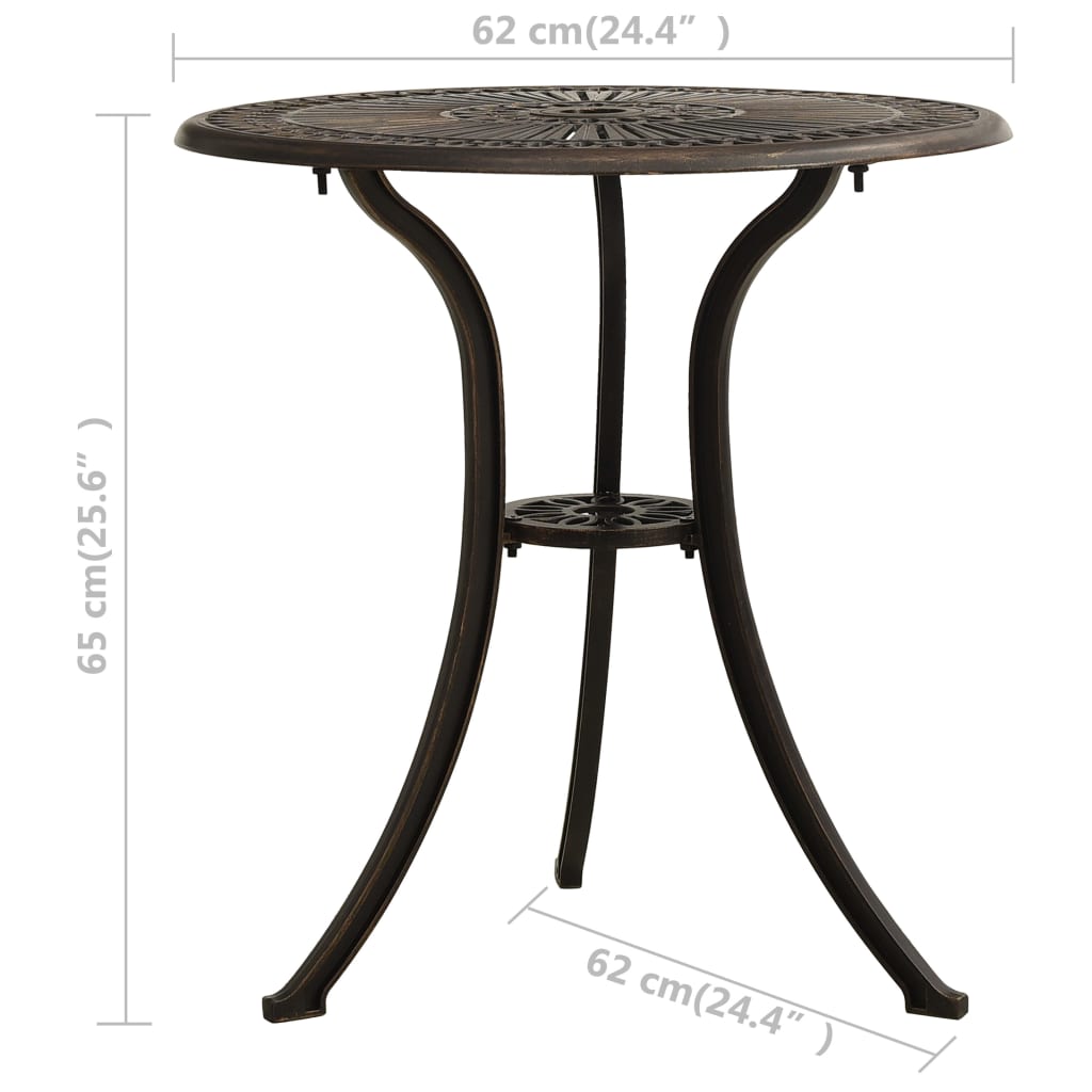 3dílný bistro set litý hliník bronzový - obrázek 16