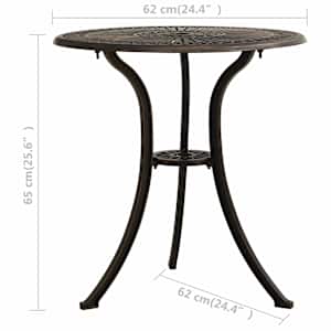 3dílný bistro set litý hliník bronzový - obrázek 16
