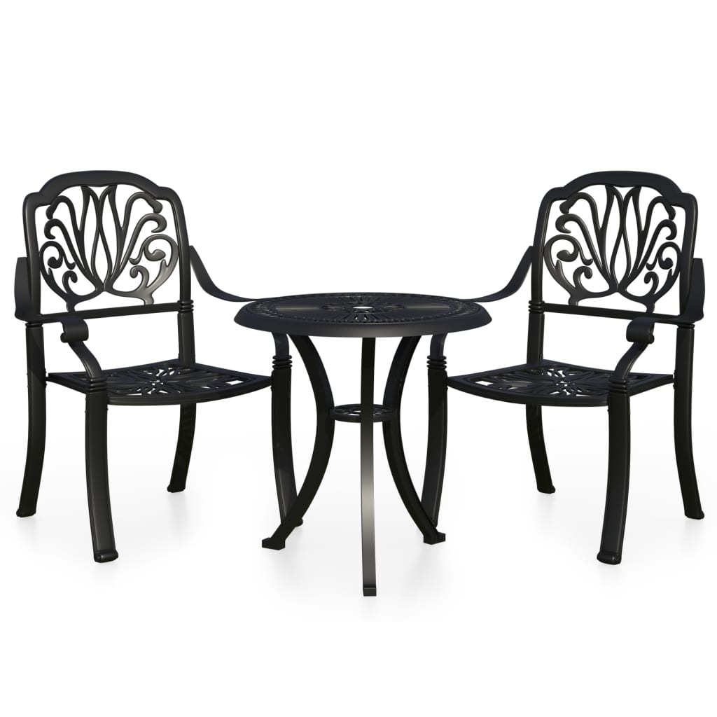 

vidaXL 3 Piece Bistro Set Cast Aluminum Black