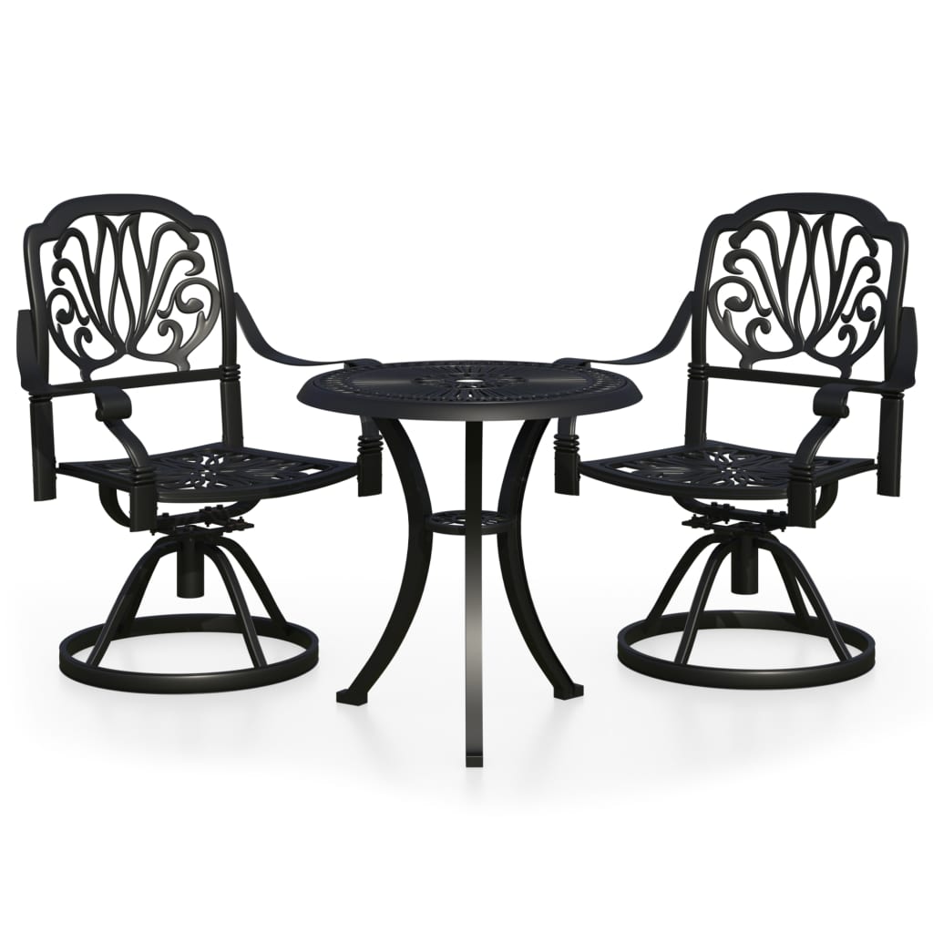 

vidaXL 3 Piece Bistro Set Cast Aluminum Black