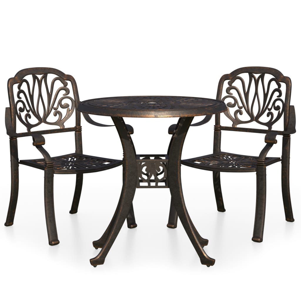 

vidaXL 3 Piece Bistro Set Cast Aluminum Bronze