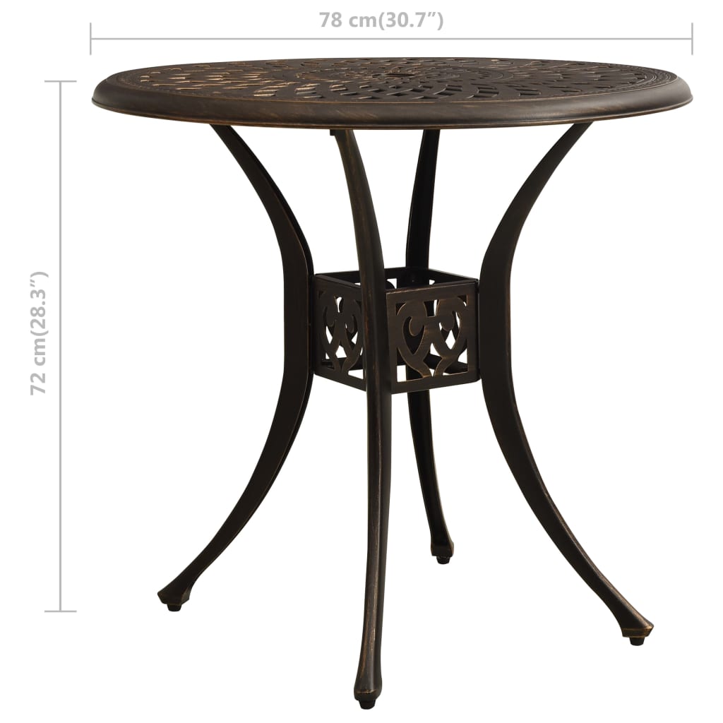 3dílný bistro set litý hliník bronzový - obrázek 16
