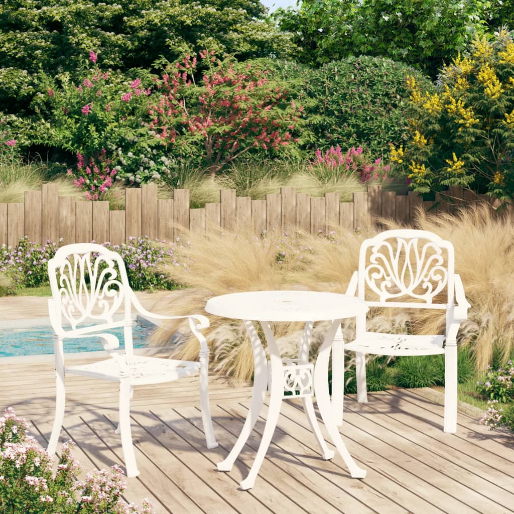 vidaXL Set mobilier bistro, 3 piese, alb, aluminiu turnat alb