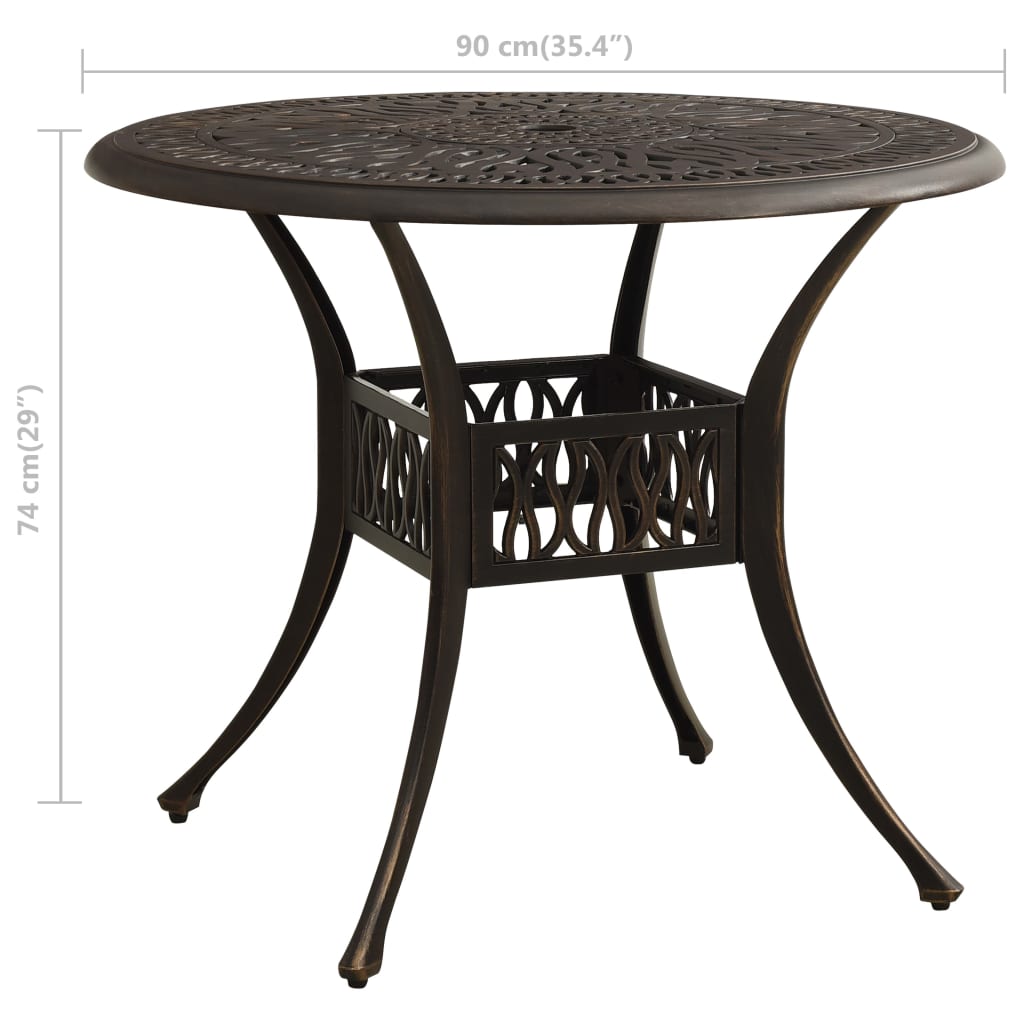 3dílný bistro set litý hliník bronzový - obrázek 16