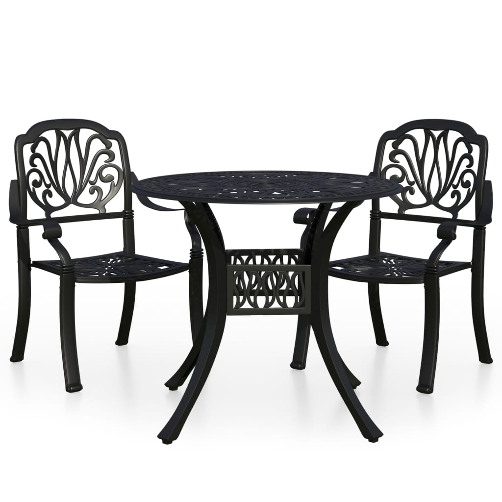 

vidaXL 3 Piece Bistro Set Cast Aluminum Black