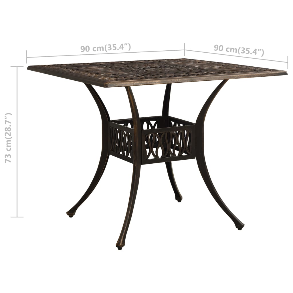 3dílný bistro set litý hliník bronzový - obrázek 16