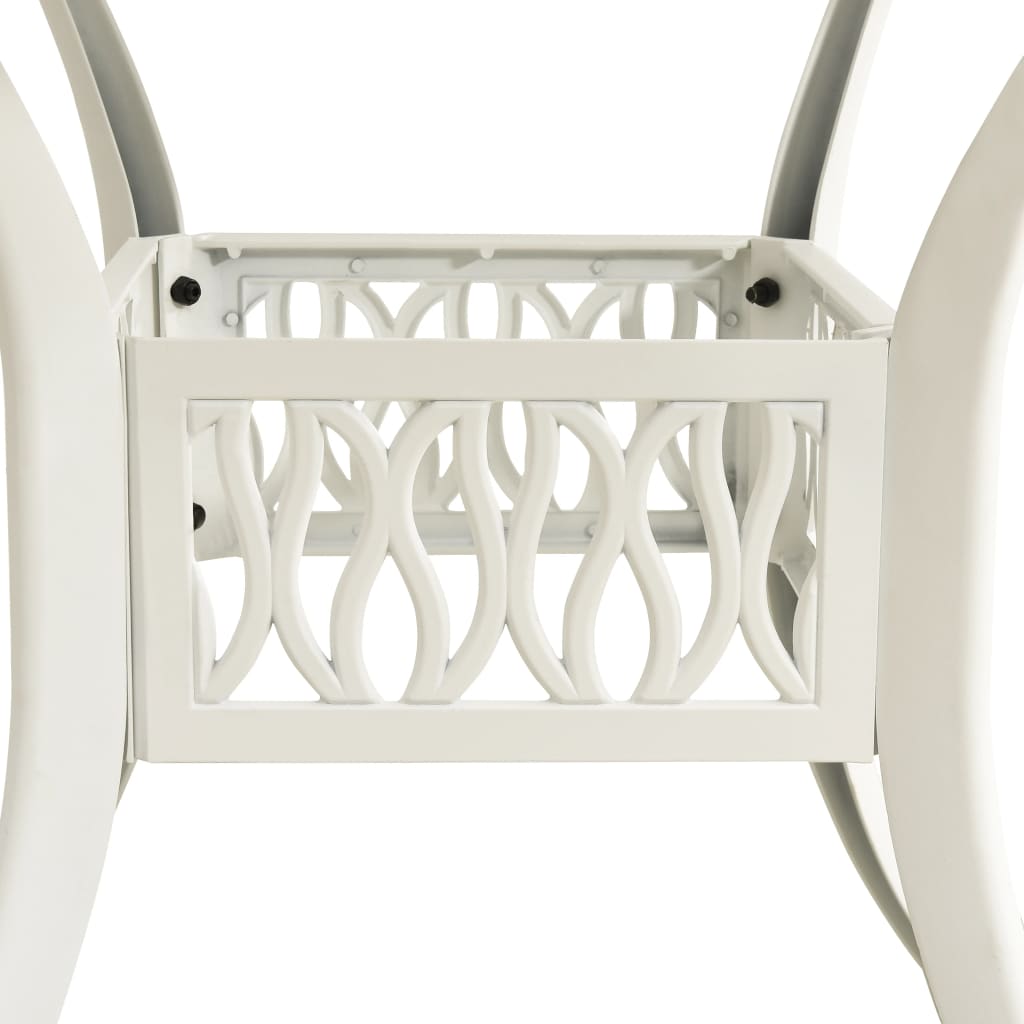 Zestaw mebli bistro aluminiowych, kolor biały, 2 krzesła, 1 stół, 63x69x91 cm, 90x90x73 cm