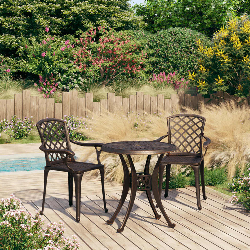 vidaXL 3-tlg. Bistro-Set Aluminiumguss Bronzen