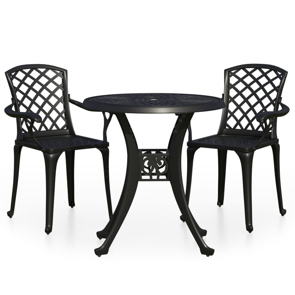 Thumbnail - vidaXL 3-tlg. Bistro-Set Aluminiumguss Schwarz