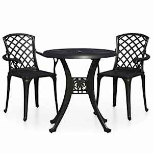 3dílný bistro set litý hliník černý - obrázek 2