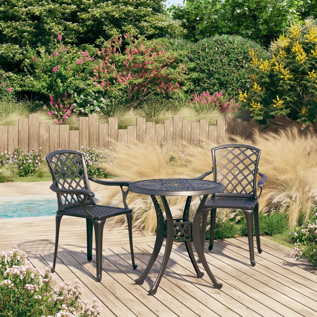 vidaXL 3-tlg. Bistro-Set Aluminiumguss Schwarz