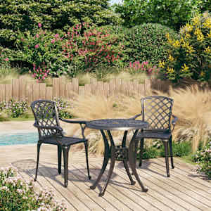 3dílný bistro set litý hliník černý - obrázek 1