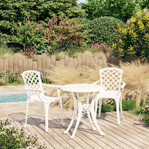 Bistro garnitura 3-delna liti aluminij bela