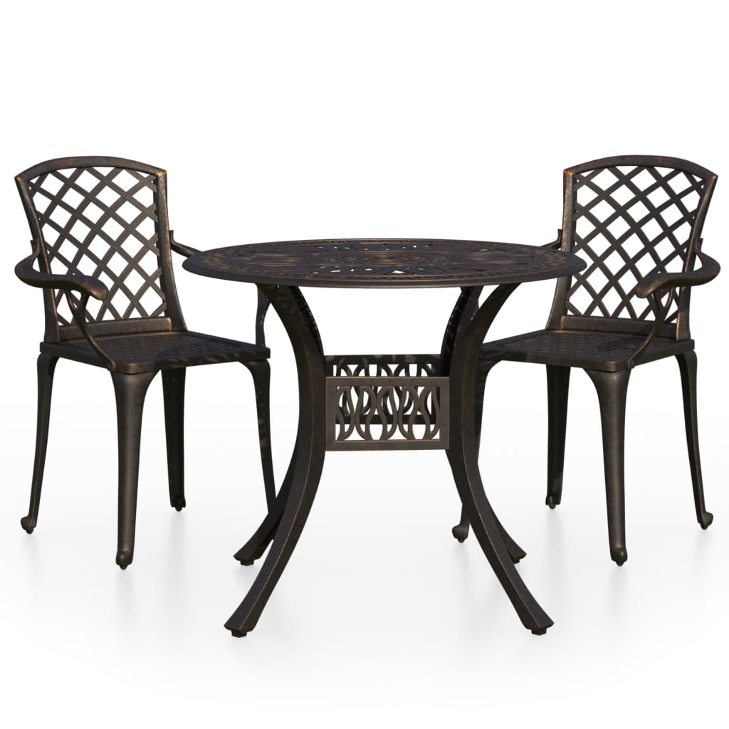 

vidaXL 3 Piece Bistro Set Cast Aluminum Bronze