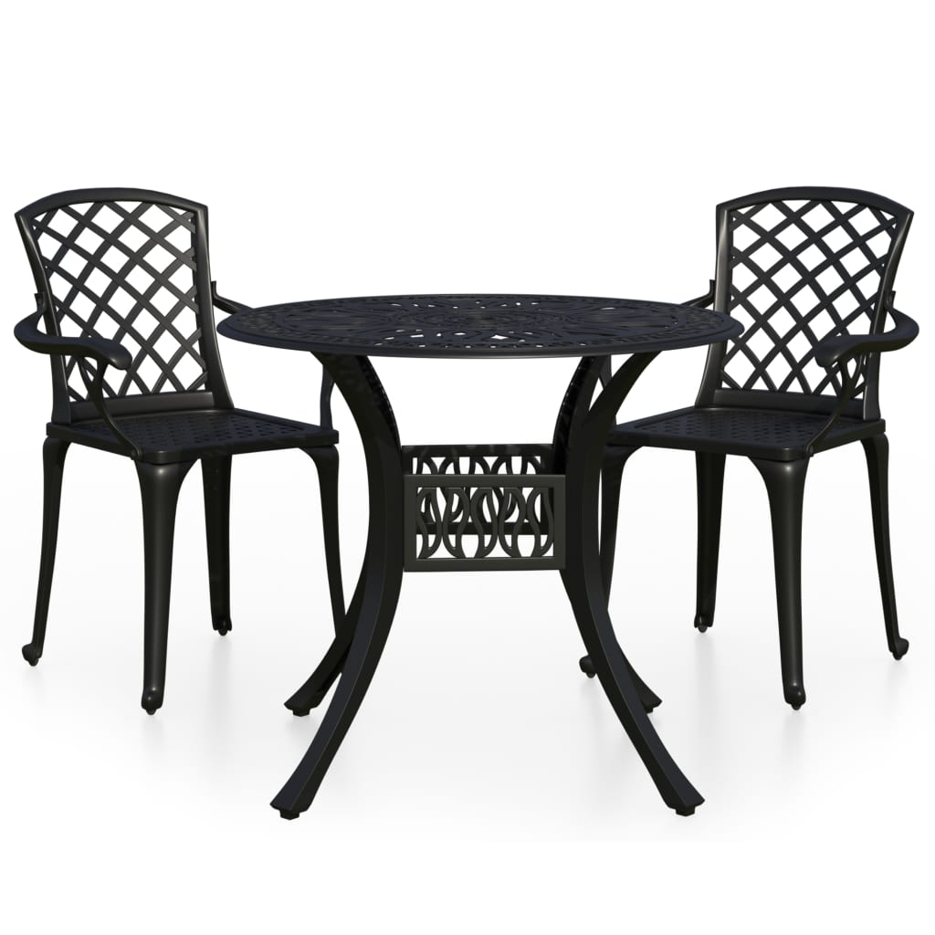 Thumbnail - vidaXL 3-tlg. Bistro-Set Aluminiumguss Schwarz