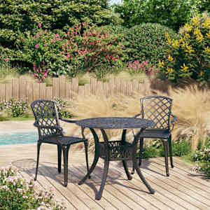 3dílný bistro set litý hliník černý - obrázek 1