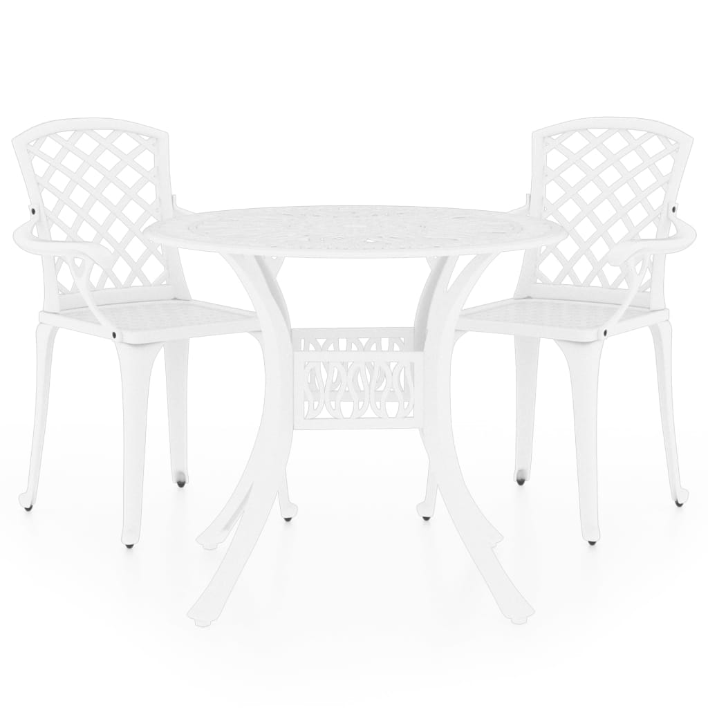 Zestaw mebli bistro aluminiowych, białych, 61x60x93 cm (krzesło), 90x74 cm (stolik)