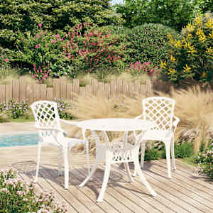 Bistro garnitura 3-delna liti aluminij bela