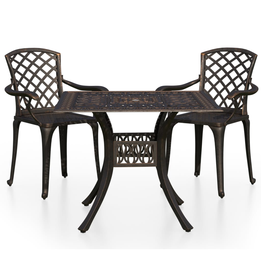 

vidaXL 3 Piece Bistro Set Cast Aluminum Bronze