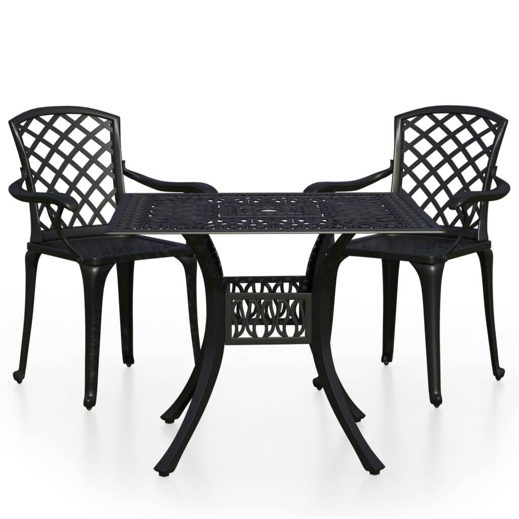 

vidaXL 3 Piece Bistro Set Cast Aluminum Black