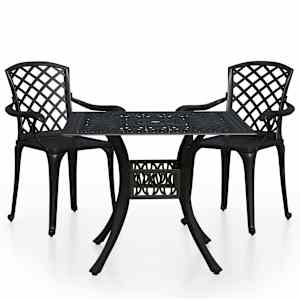3dílný bistro set litý hliník černý - obrázek 2