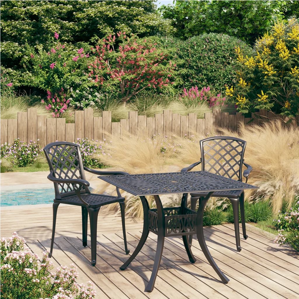 vidaXL 3-tlg. Bistro-Set Aluminiumguss Schwarz