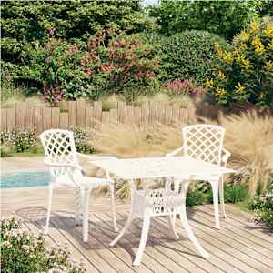 3dílný bistro set litý hliník bílý - obrázek 1