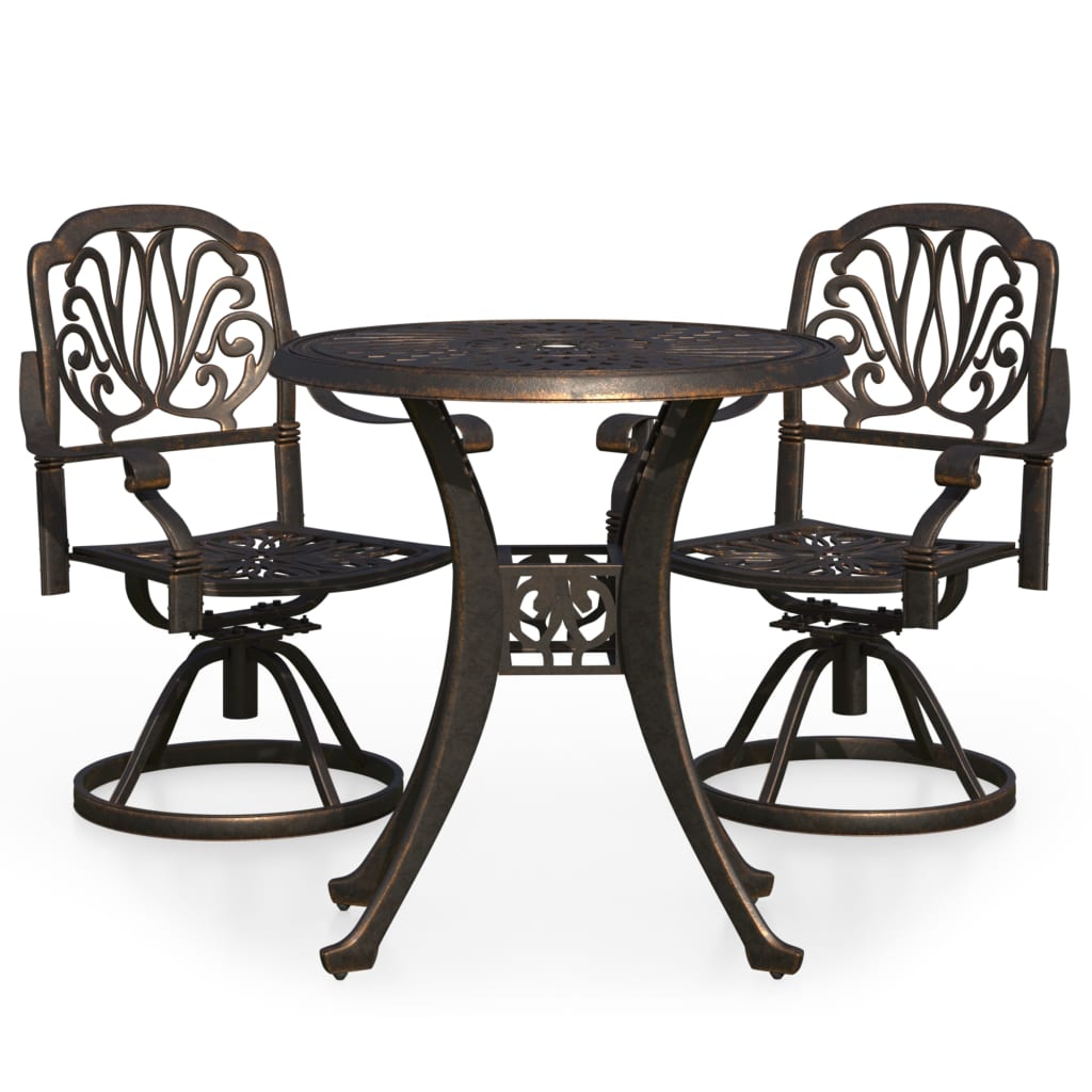 

vidaXL 3 Piece Bistro Set Cast Aluminum Bronze