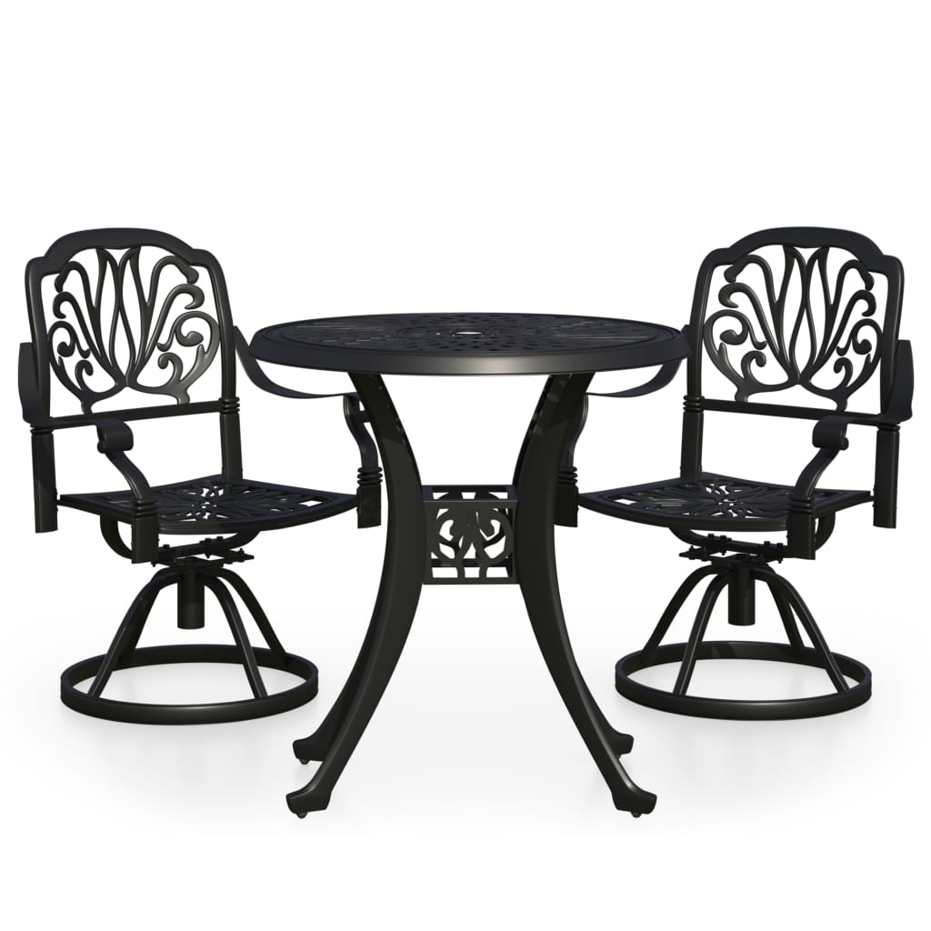 

vidaXL 3 Piece Bistro Set Cast Aluminum Black