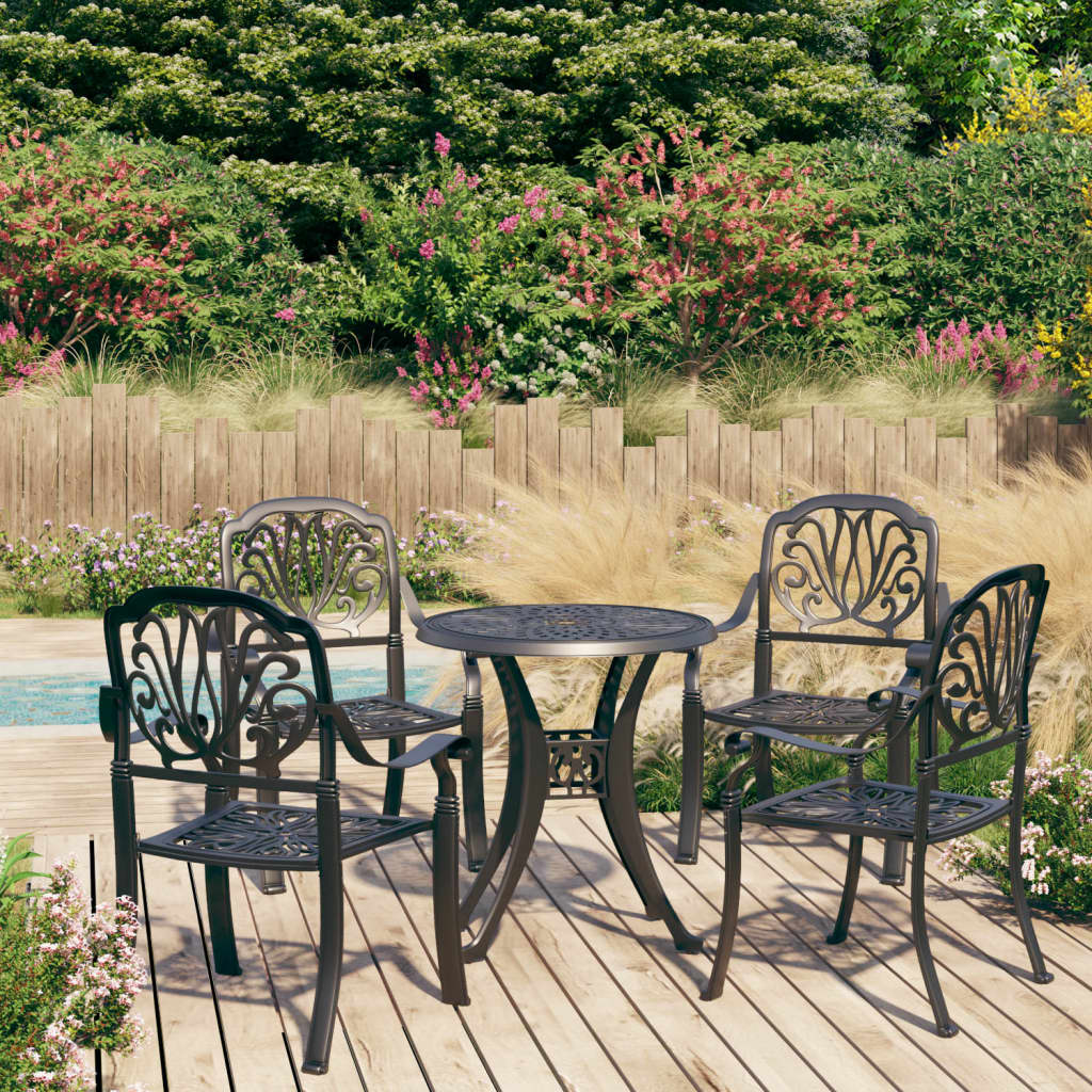 vidaXL 5-tlg. Bistro-Set Aluminiumguss Schwarz