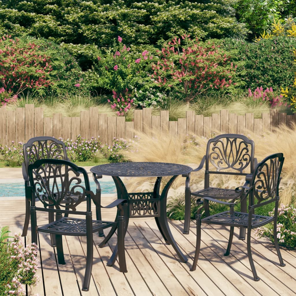 vidaXL 5-tlg. Bistro-Set Aluminiumguss Schwarz