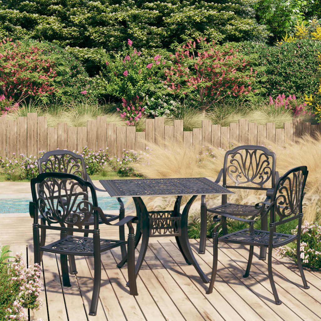 vidaXL 5-tlg. Bistro-Set Aluminiumguss Schwarz