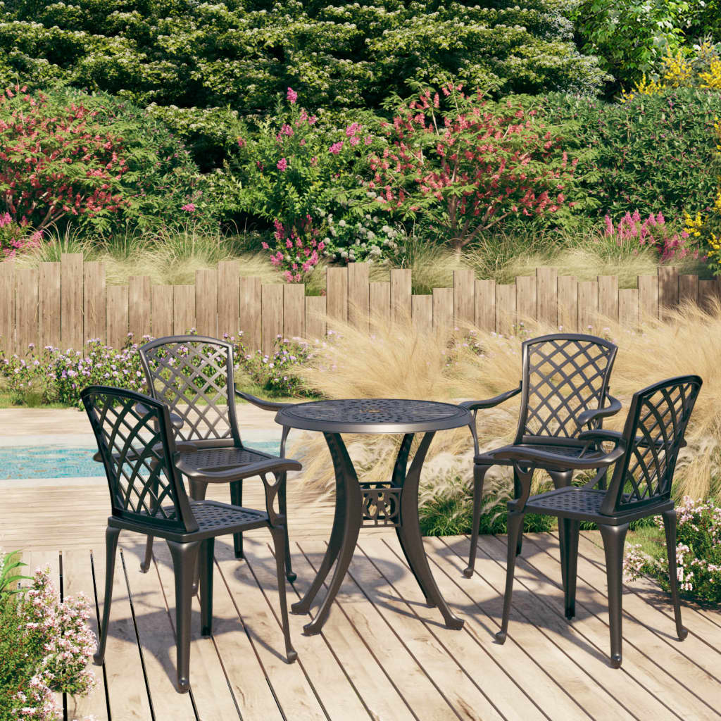 vidaXL Set mobilier bistro, 5 piese, negru, aluminiu turnat Aluminiu
