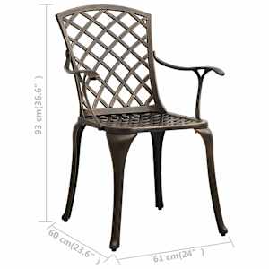 5dílný bistro set litý hliník bronzový - obrázek 15