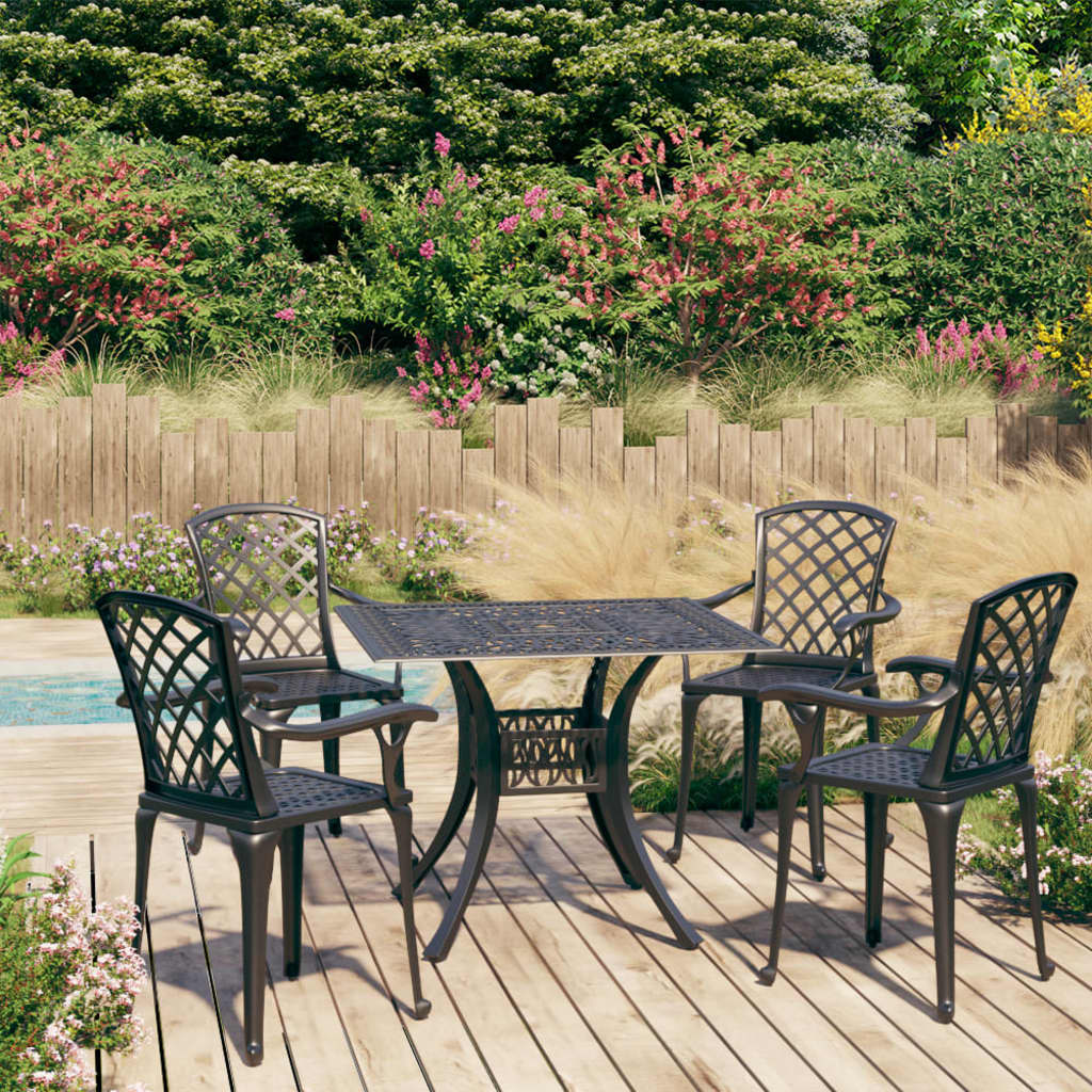 vidaXL 5-tlg. Bistro-Set Aluminiumguss Schwarz