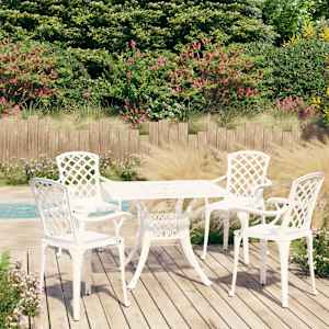 Bistro garnitura 5-delna liti aluminij bela