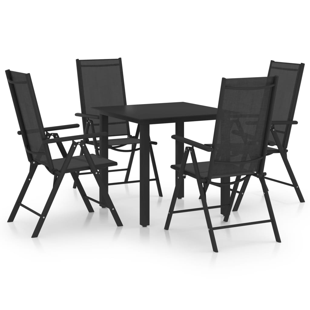 vidaXL Set mobilier de grădină, 5 piese, negru, aluminiu