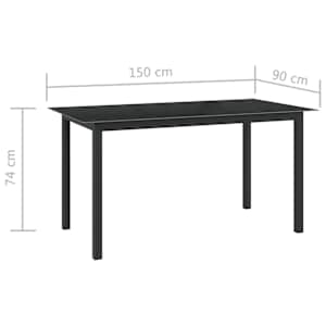 7dílný zahradní jídelní set hliník černý - obrázek 11
