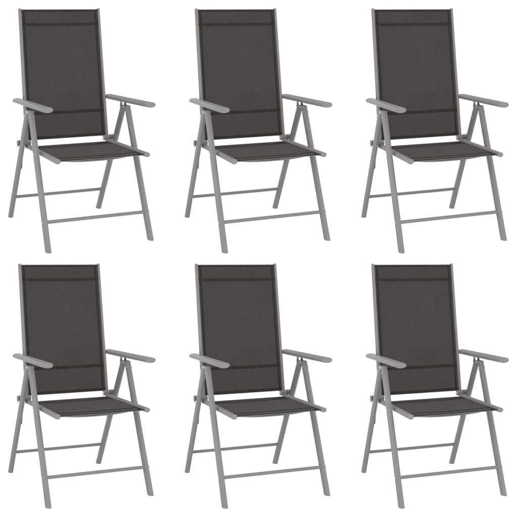Vidaxl Set Mobilier De Gradina, 7 Piese, Argintiu Si Negru, Aluminiu