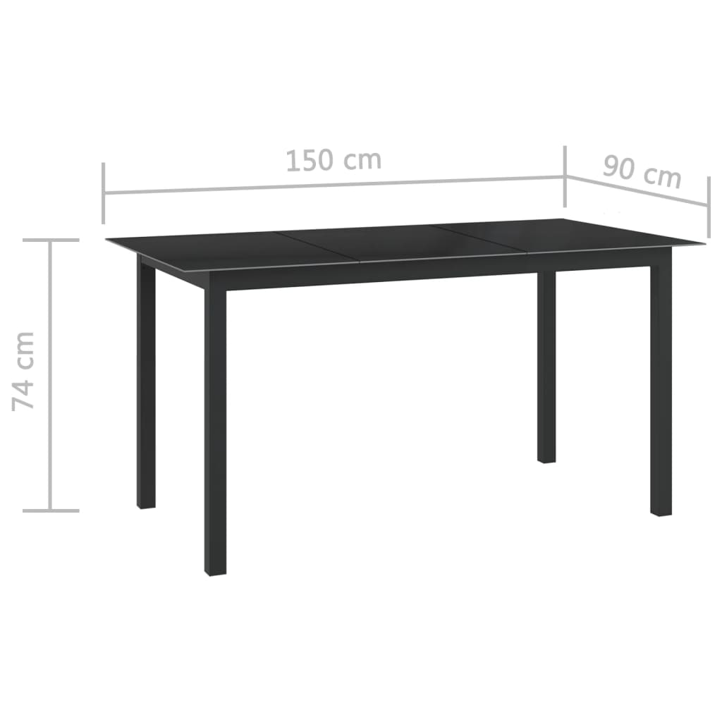 7dílný zahradní jídelní set hliník antracitový - obrázek 14