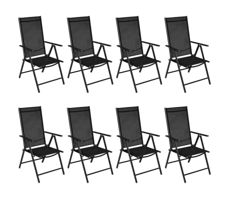 vidaXL Set mobilier de grădină, 9 piese, negru, aluminiu