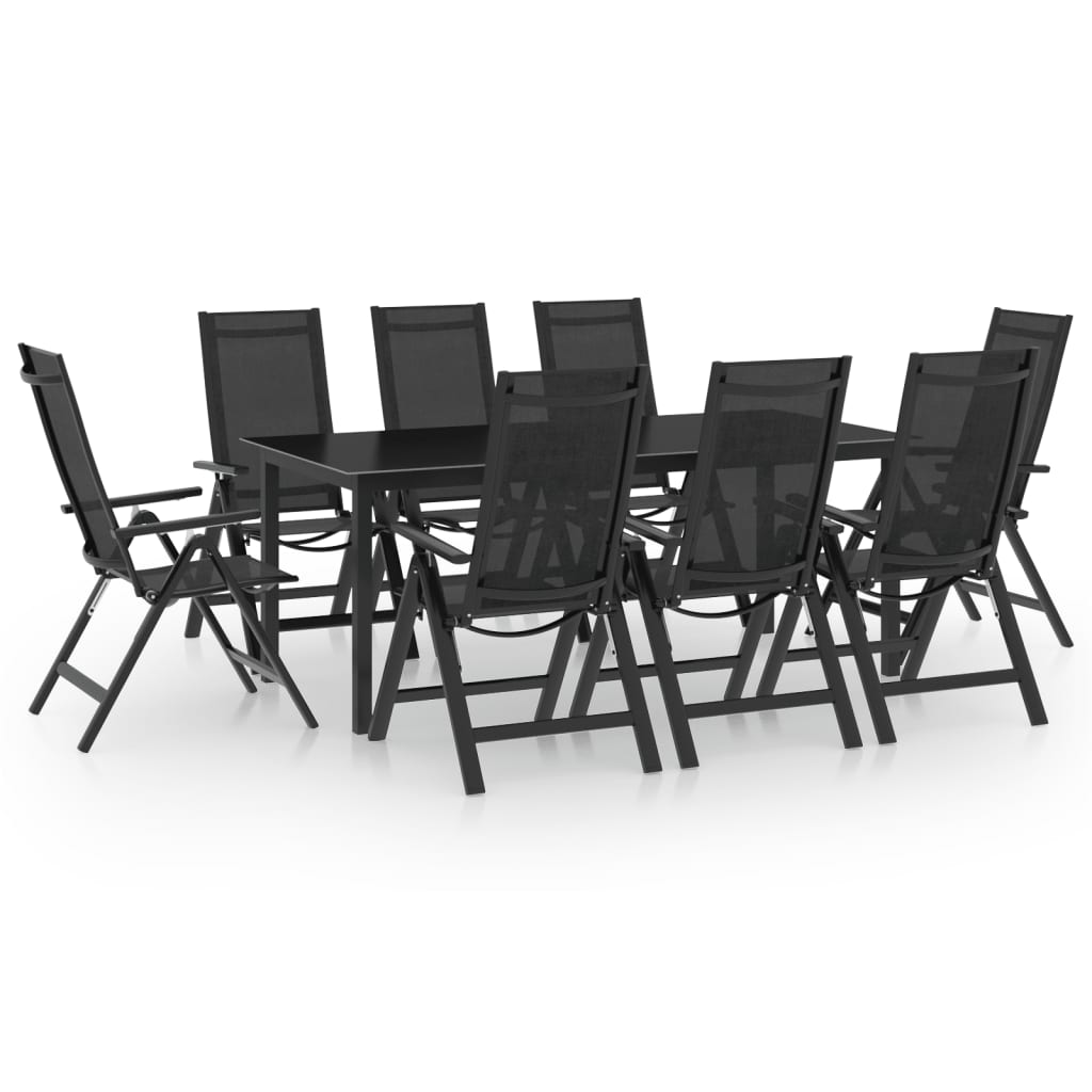 vidaXL Set mobilier de grădină, 9 piese, antracit, aluminiu