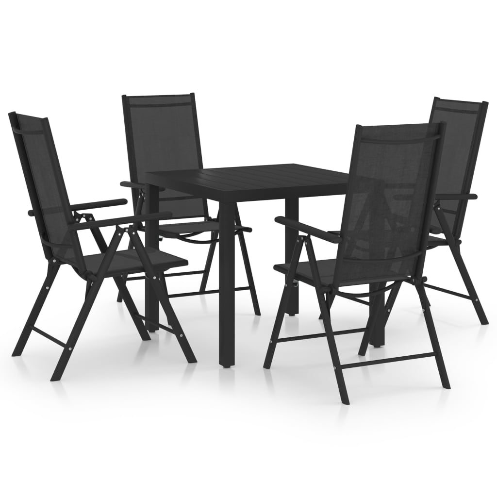 Image of vidaXL 5 Piece Garden Dining Set Aluminium Black