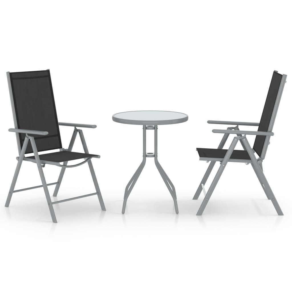 vidaXL 3-tlg. Bistro-Set Aluminium und Textilene Silbern