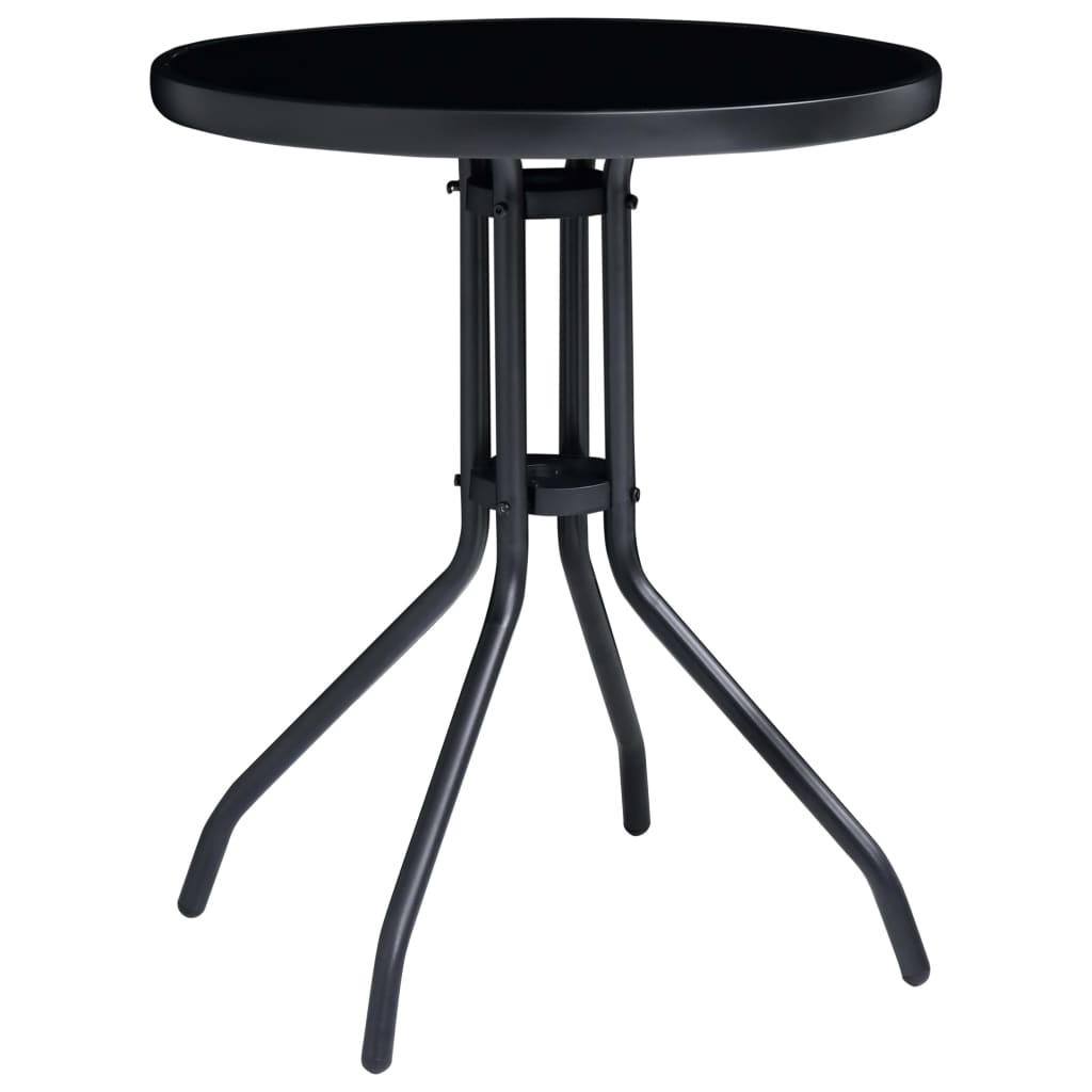 Zestaw Bistro - Stół Ø60cm, 2 Krzesła, Antracyt/Czarny