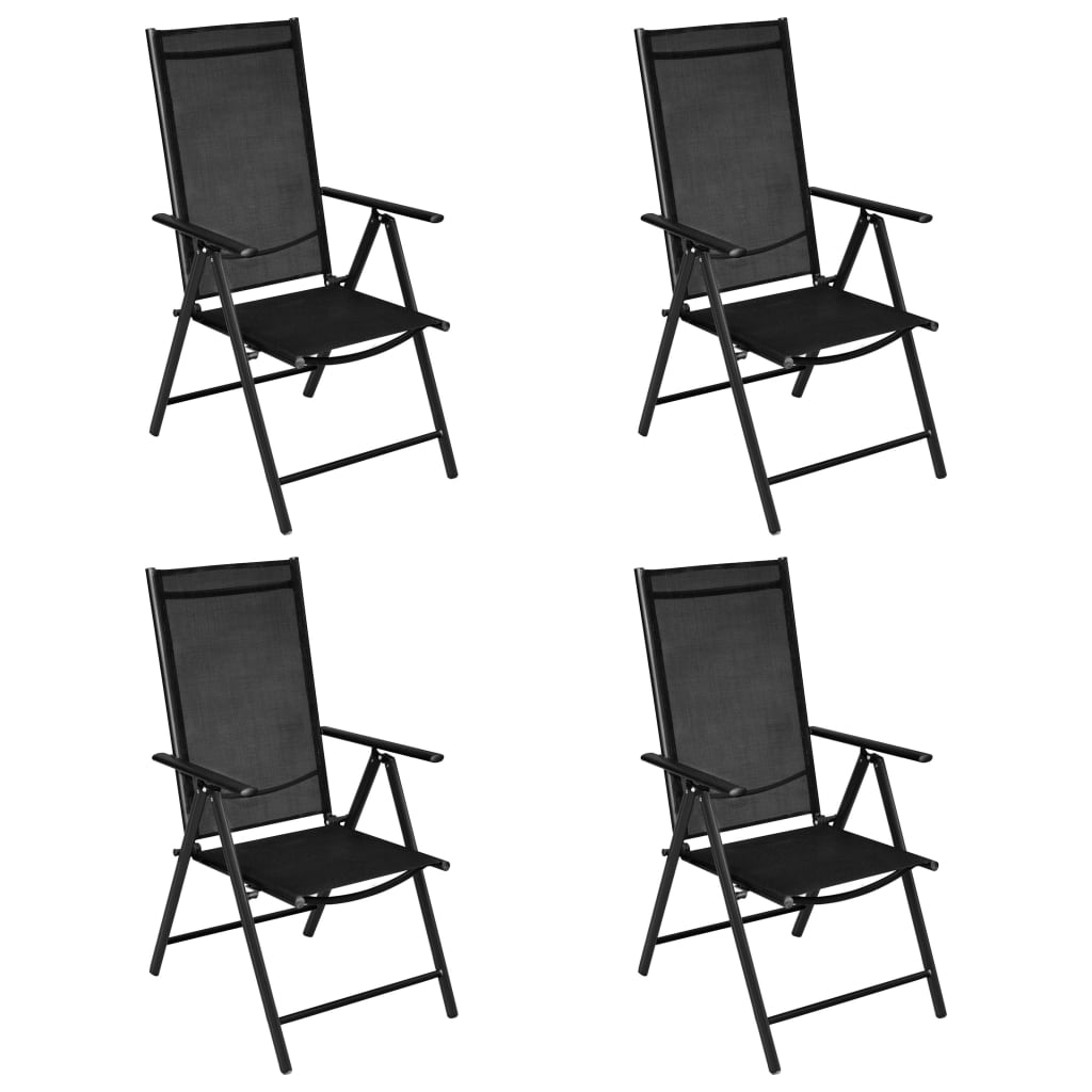 Zestaw jadalniany ogrodowy, czarny, aluminiowy, 4 krzesła, stół