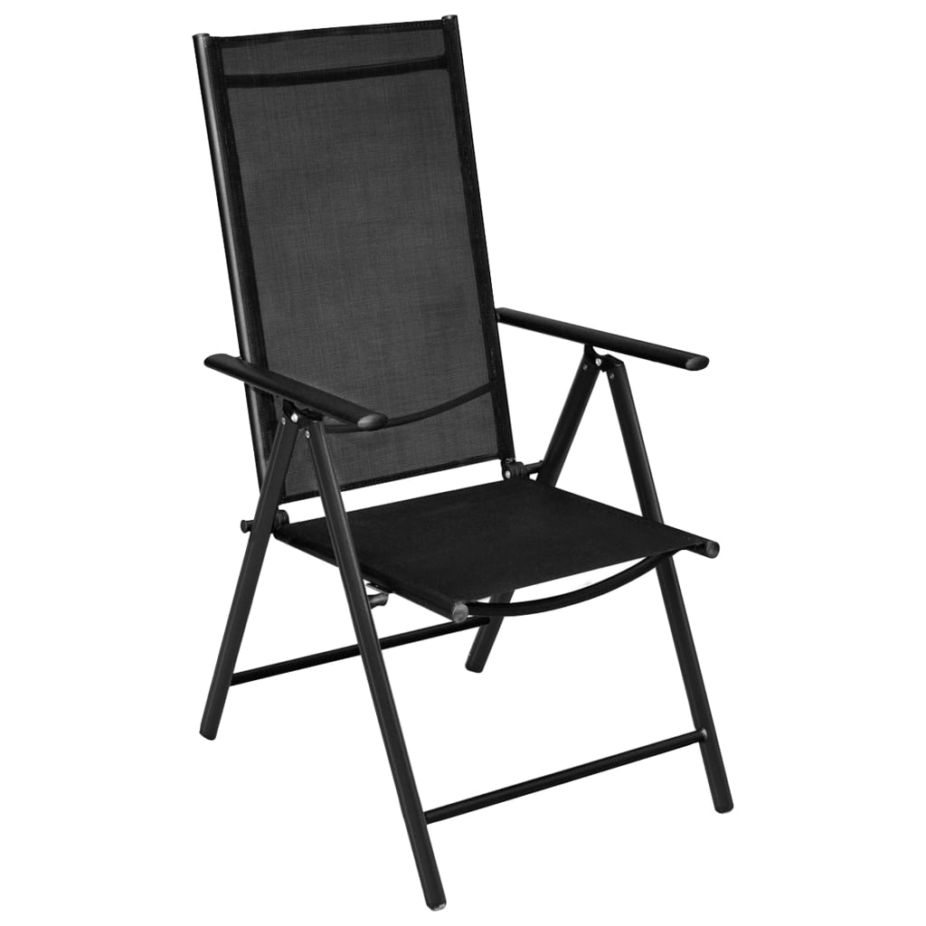 Set mobilier de exterior, 5 piese, negru, aluminiu și textilenă