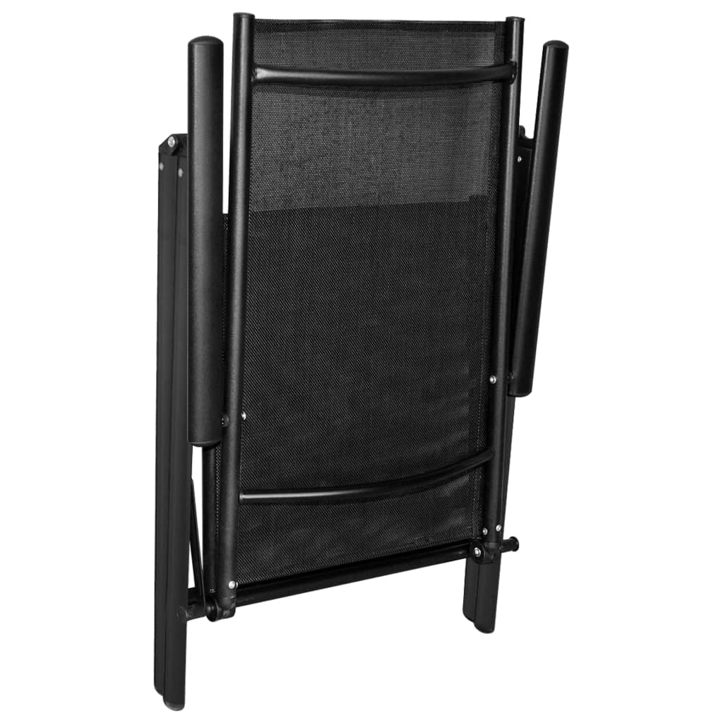 Set mobilier de exterior, 5 piese, negru, aluminiu și textilenă