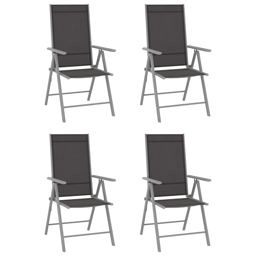 Zestaw jadalniany ogrodowy, aluminiowy, 4 krzesła, stół, srebrny/czarny/jasnoszary